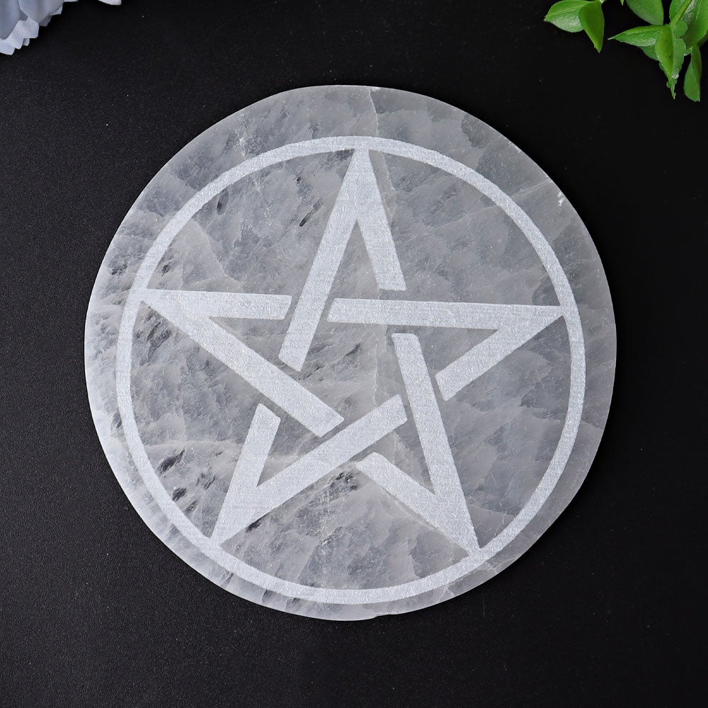 4" Selenite Coaster with Printing Best Crystal Wholesalers