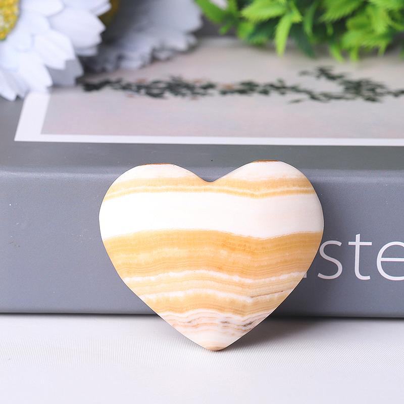 2" Yellow Calcite Heart Shape Crystal Carvings Best Crystal Wholesalers