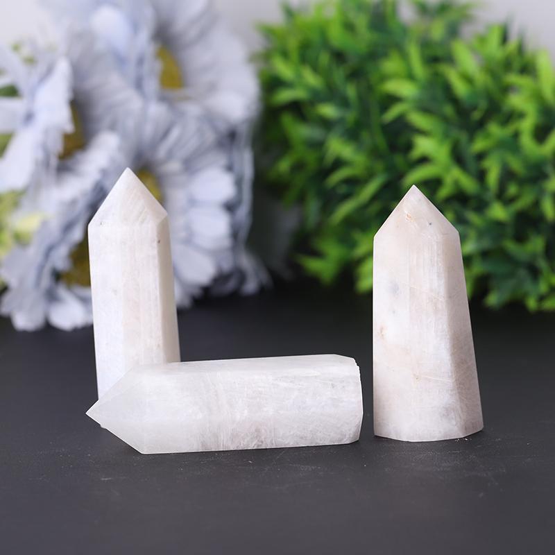 Polished Natural White Moonstone Towers Points Bulk For Sale Best Crystal Wholesalers