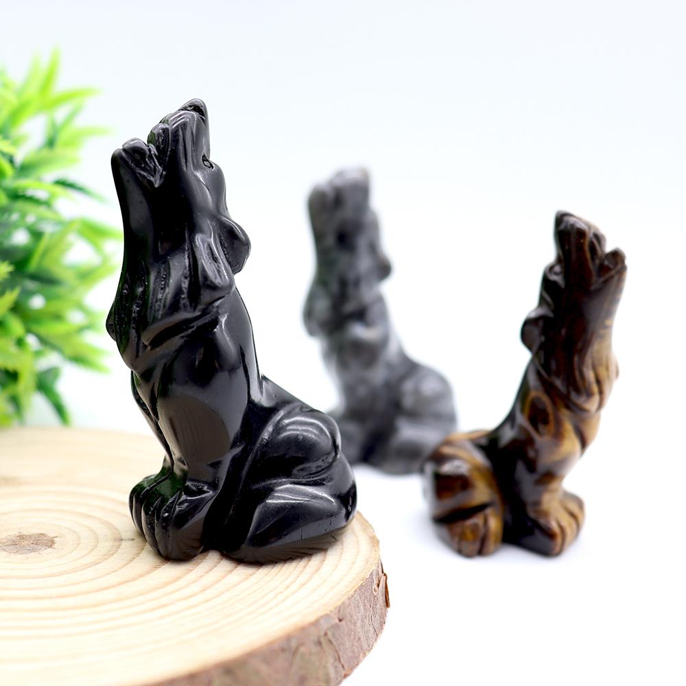 Hand carved wolf shaped crystal Animal carving crafts Best Crystal Wholesalers