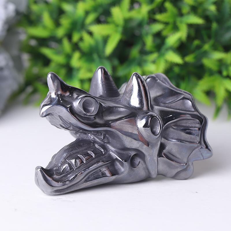 3.5" Hematite Dragon Head Crystal  Carvings Best Crystal Wholesalers