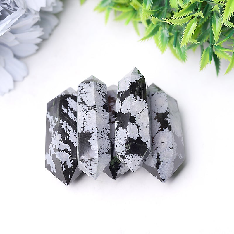 2" Snowflake Jasper Double Terminated Towers Points Bulk Best Crystal Wholesalers