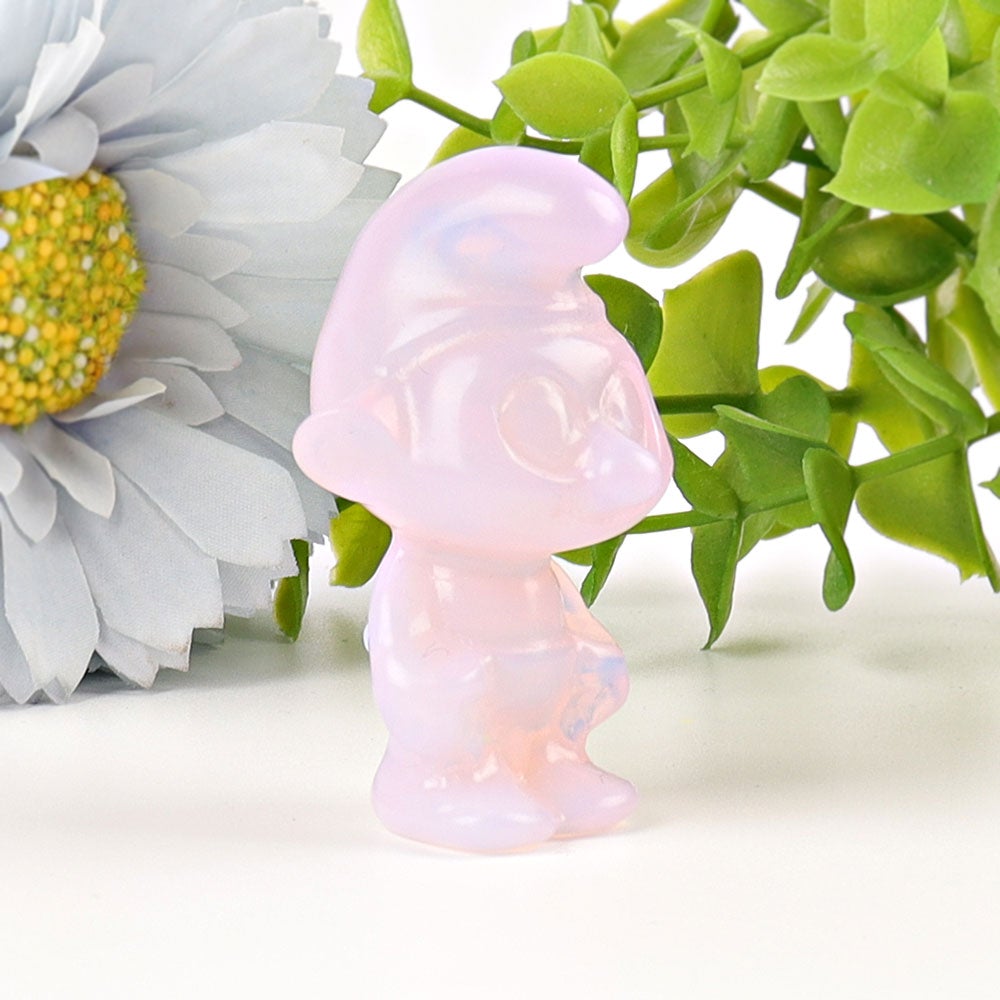 2" Pink Opalite Smurfs Crystal Carvings Cartoon BulkBest Crystal Wholesalers