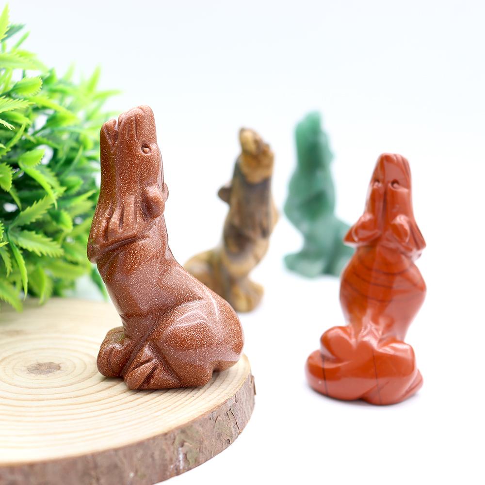 Hand carved wolf shaped crystal Animal carving crafts Best Crystal Wholesalers