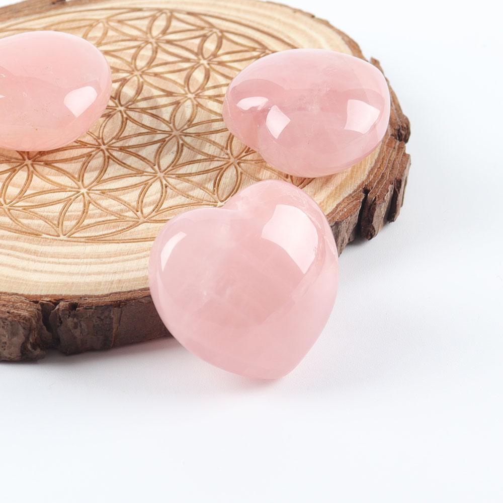 3cm Rose Quartz Heart Shape Crystal Carvings Palm Stone Best Crystal Wholesalers