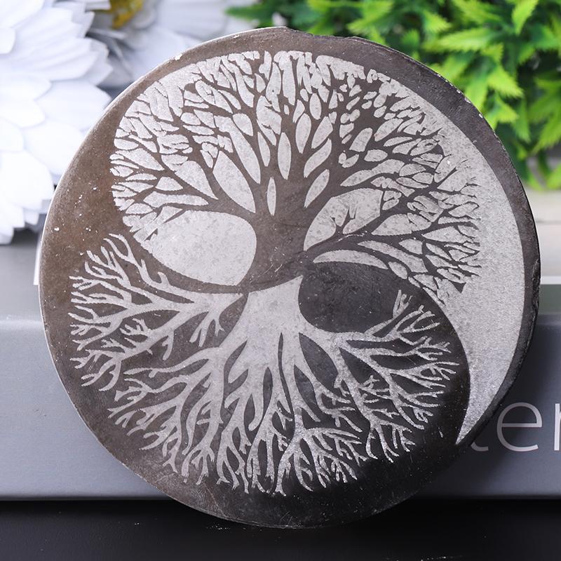 4" Selenite Plate with Print Bulk Best Crystal Wholesalers