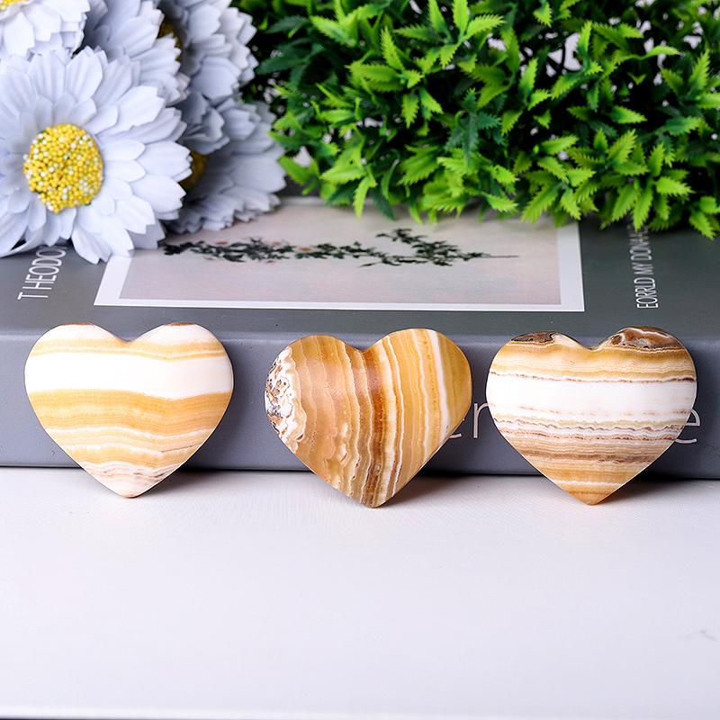 2" Yellow Calcite Heart Shape Crystal Carvings Best Crystal Wholesalers
