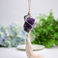Amethyst Cluster Hanging with Cotton Rope Tassels Jewelry Bulk Best Crystal Wholesalers