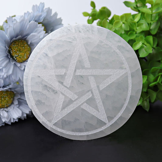 4" Selenite Coaster with Printing Best Crystal Wholesalers