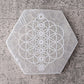6" Hexagon Selenite Coaster with Printing Best Crystal Wholesalers