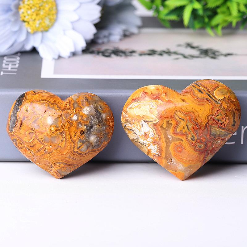 2.0-2.5" Crazy Agate Heart Shape Crystal Carving Best Crystal Wholesalers