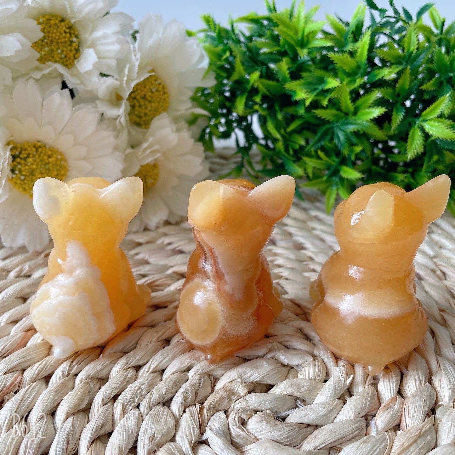 2.4" High Quality Yellow Calcite French Bulldog Carving Animal Bulk Crystal Dog For Home Decor Best Crystal Wholesalers