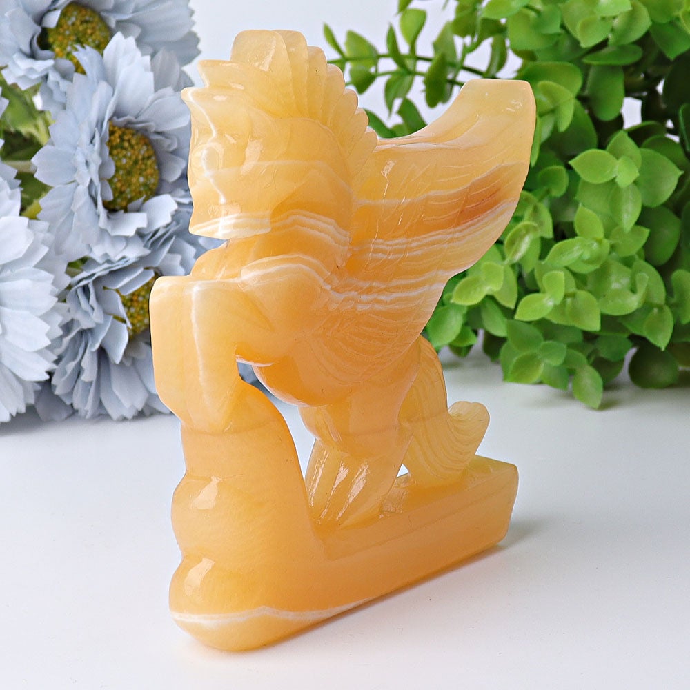 4.8" Yellow Calcite Pegasus Crystal Carvings Free Form Animal Bulk Best Crystal Wholesalers