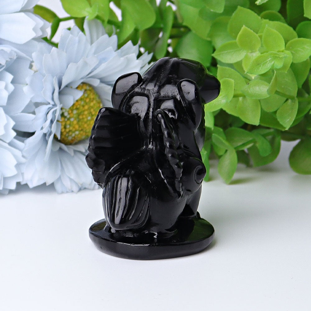 2.3" Black Obsidian Pinkie Pie Crystal Carvings Animal Bulk Best Crystal Wholesalers
