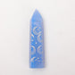Blue Opalite Towers Points Bulk with Laser Engraved Pattern Best Crystal Wholesalers