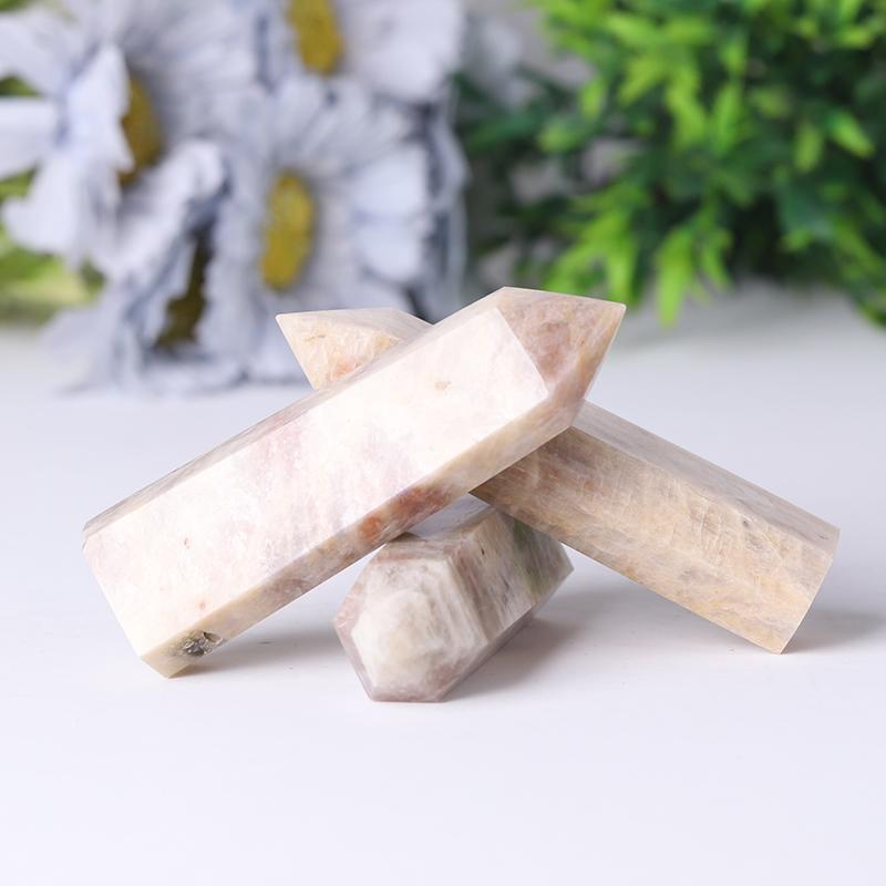 Natural Flasing Peach Moonstone Towers Points Bulk Best Crystal Wholesalers