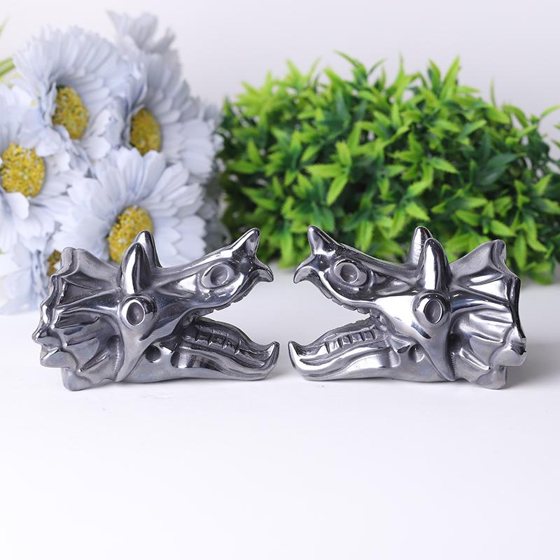 3.5" Hematite Dragon Head Crystal  Carvings Best Crystal Wholesalers