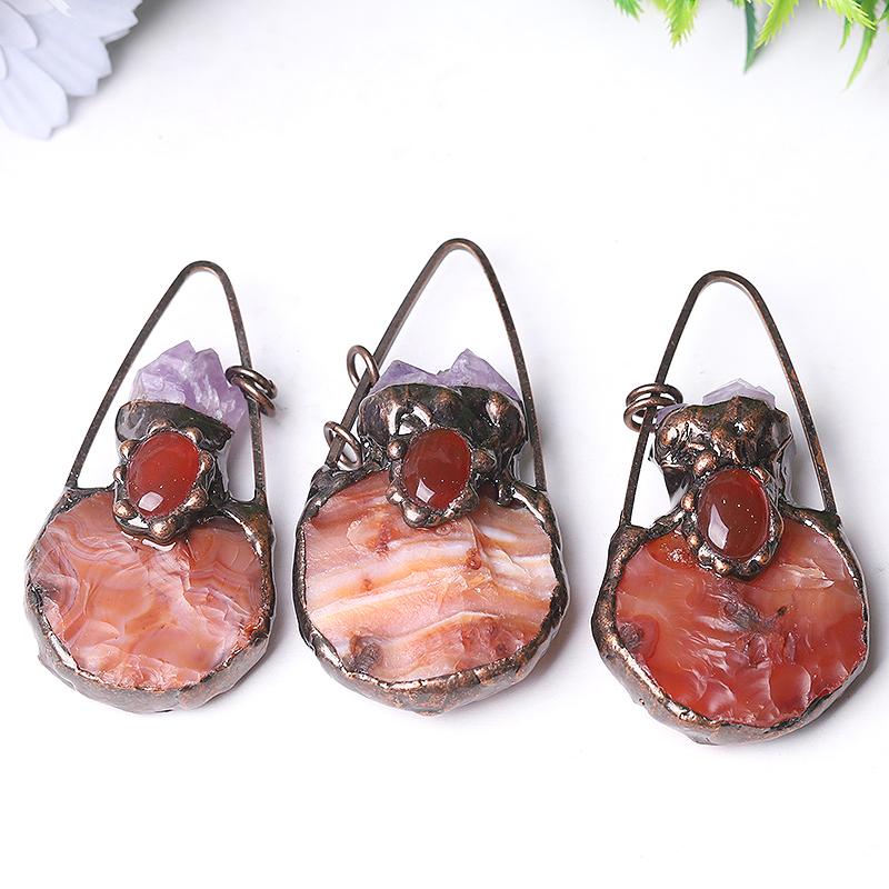 3" Carnelian Amethyst Pendant For Necklace