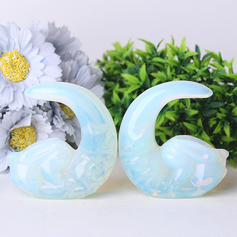 3" Opalite Moon with Rabbit Crystal Carvings Best Crystal Wholesalers