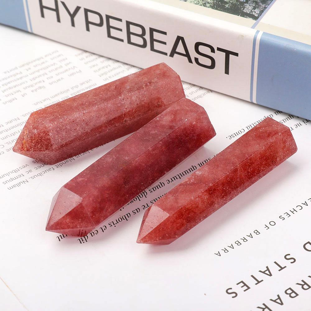 Set of 3 Strawberry Quartz Towers Points Bulk Best Crystal Wholesalers