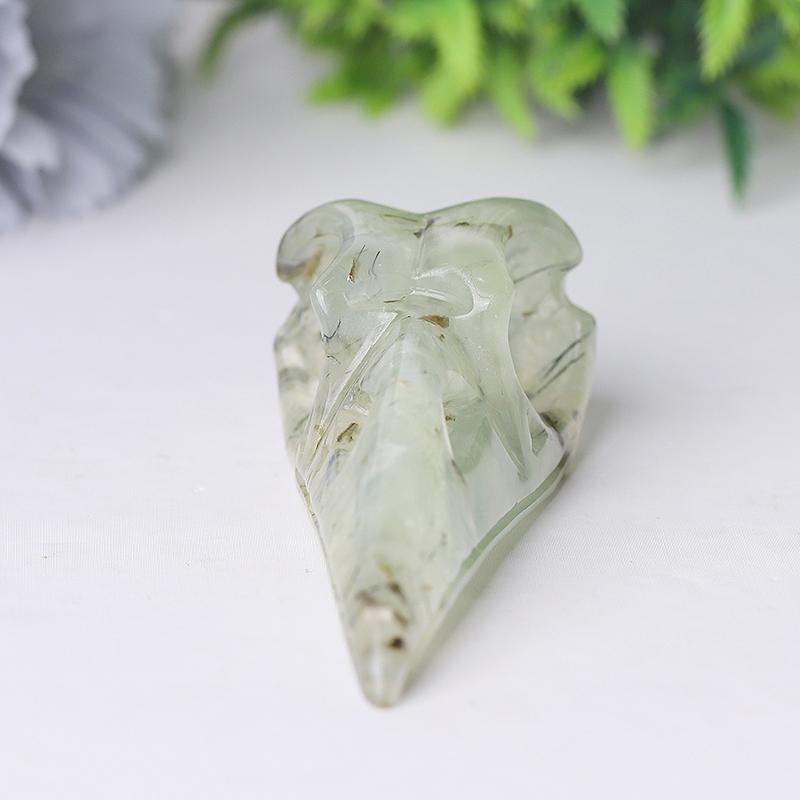 3.5" Natural Prehnite Crow Skull Head Healing Carving Epidote Animal BulkBest Crystal Wholesalers