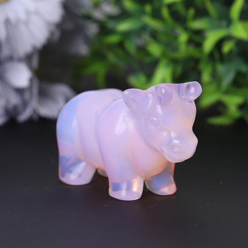 3" Pink Opalite Cow Hand Carving Healing Crystal Carving Animal Bulk Best Crystal Wholesalers