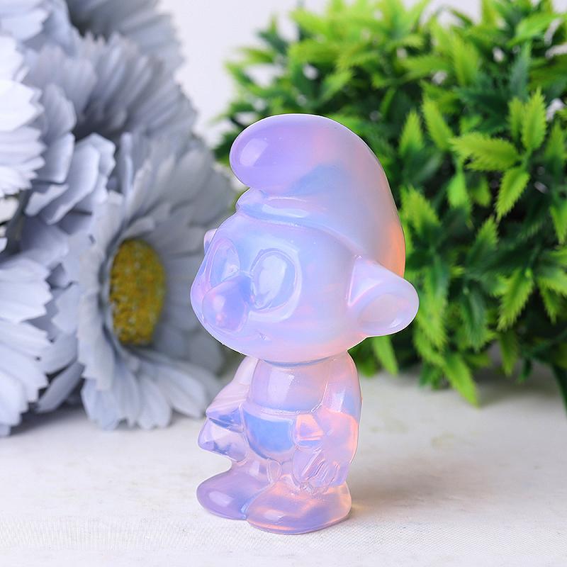 3.18" Pink Opalite Smurfs Crystal Carvings Cartoon Bulk Best Crystal Wholesalers