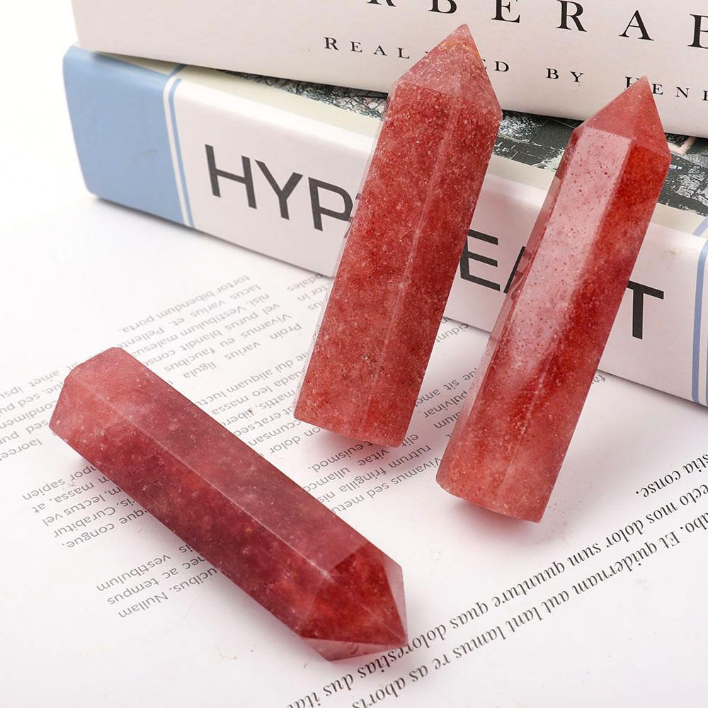 Set of 3 Strawberry Quartz Towers Points Bulk Best Crystal Wholesalers