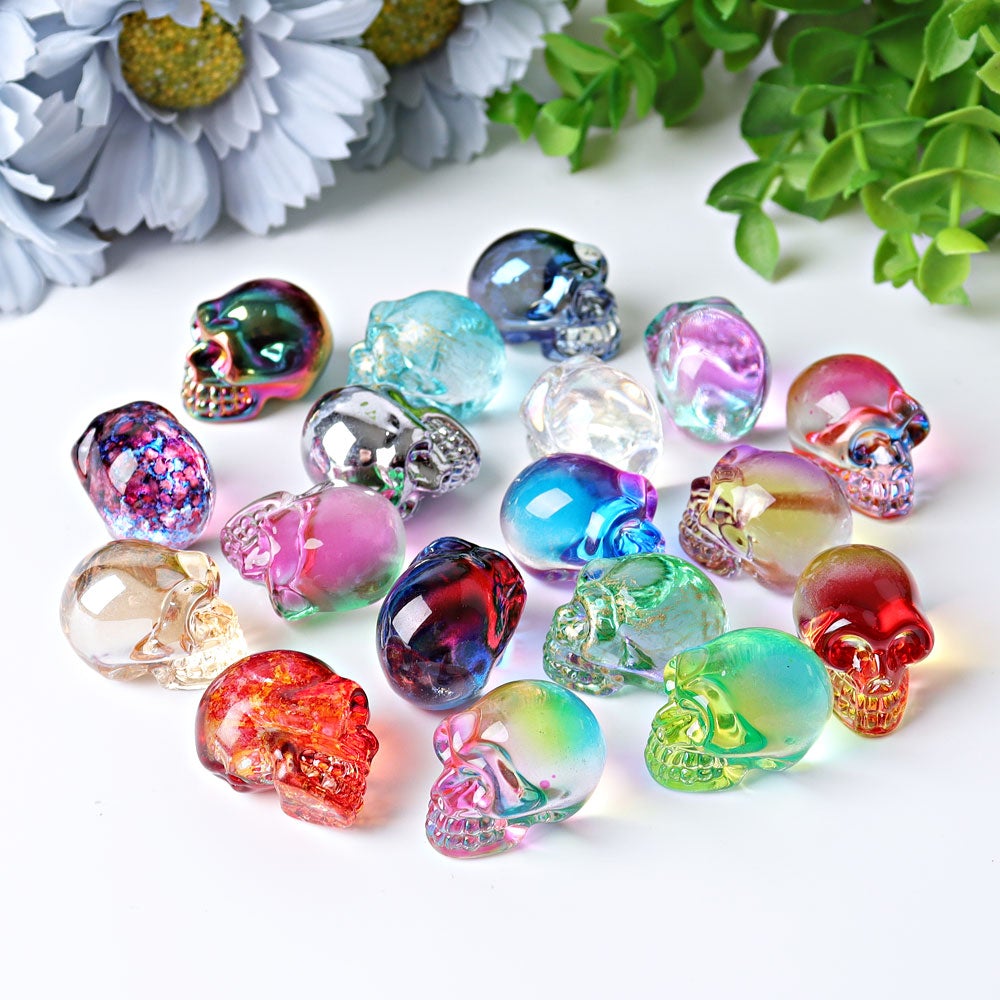 1" Aura Skull  Angel Crystal Carvings （Random sending color） Best Crystal Wholesalers