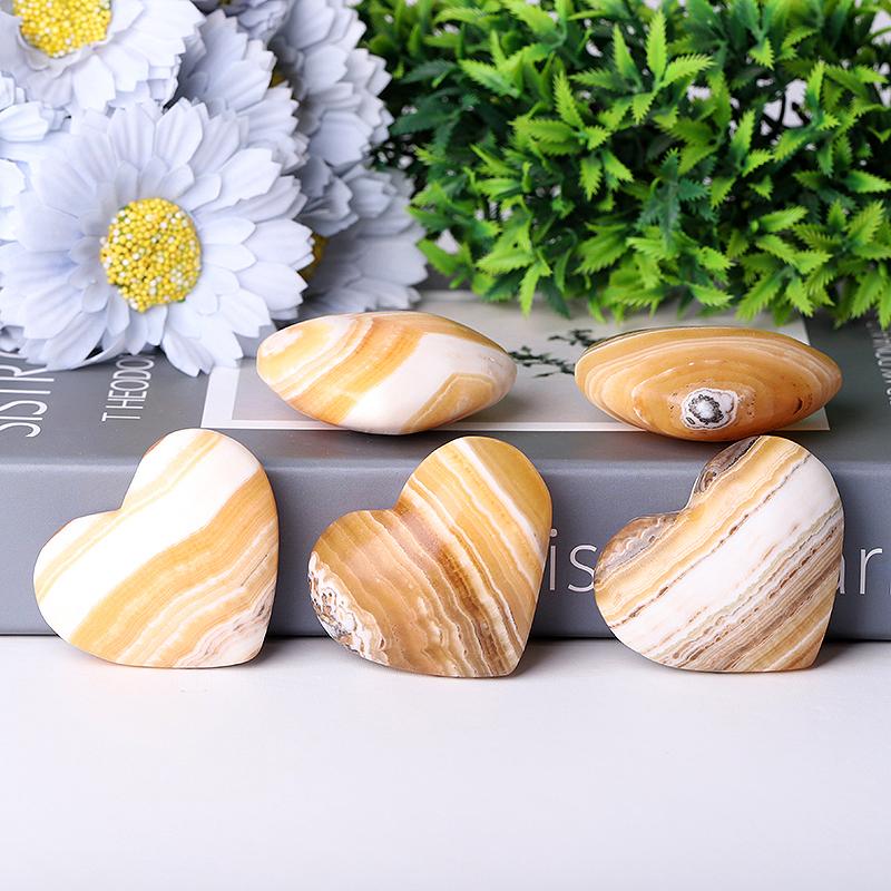 2" Yellow Calcite Heart Shape Crystal Carvings Best Crystal Wholesalers