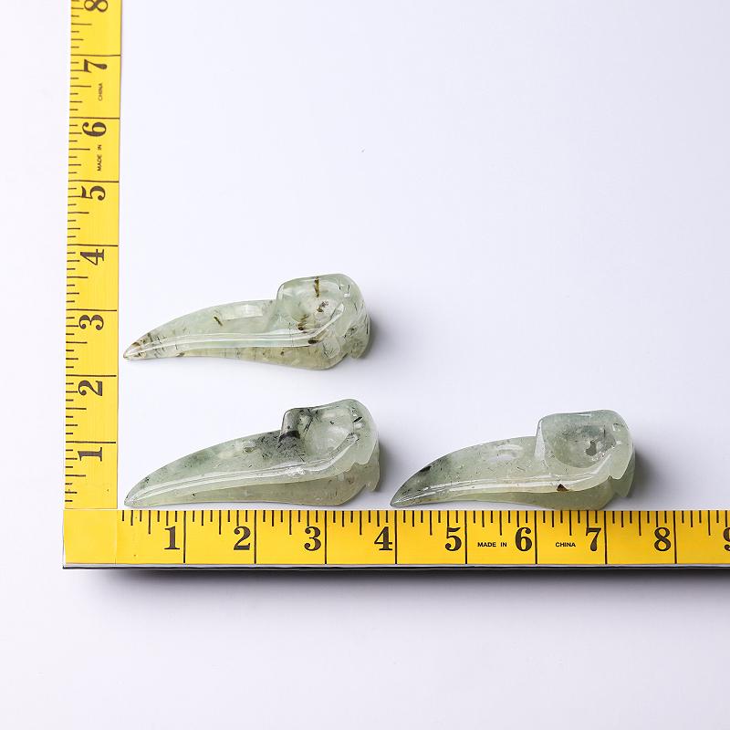 3.5" Natural Prehnite Crow Skull Head Healing Carving Epidote Animal BulkBest Crystal Wholesalers