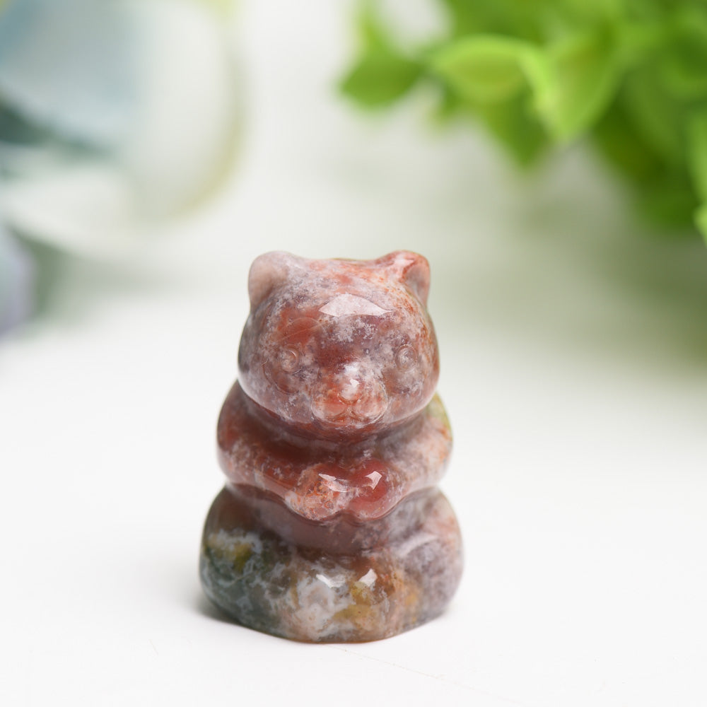 1.35" Ocean Jasper Bear Crystal Carving Bulk Wholesale