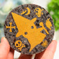 Fluorescent Yooperlite Round Slab with Engraved Ghost Carving
