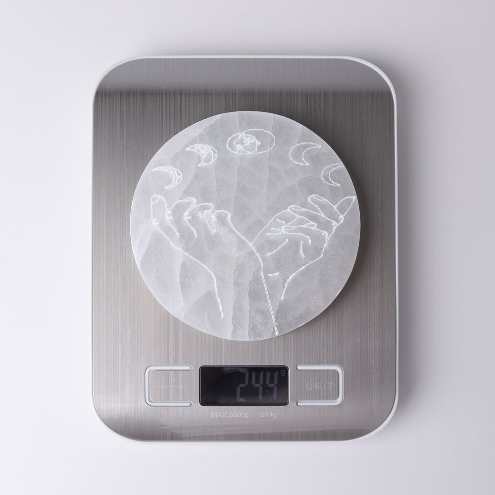 4" Selenite Coaster with Printing Best Crystal Wholesalers