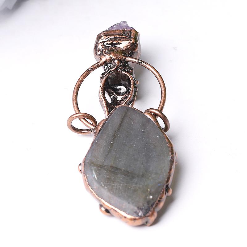 2.5" Labradorite with Amethyst Pendant for Jewelry DIY Best Crystal Wholesalers