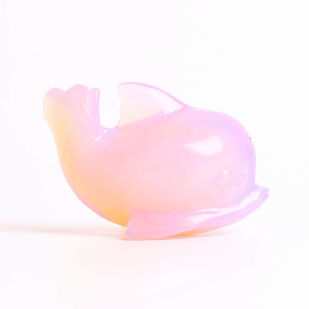 Pink Opalite Dolphin Carving Animal Bulk Decoration Best Crystal Wholesalers