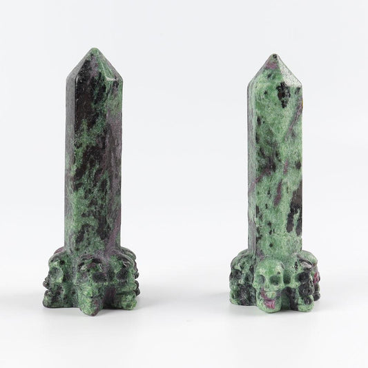 Ruby In Zoisite Towers Points Bulk with Skulls Deocr Base Best Crystal Wholesalers
