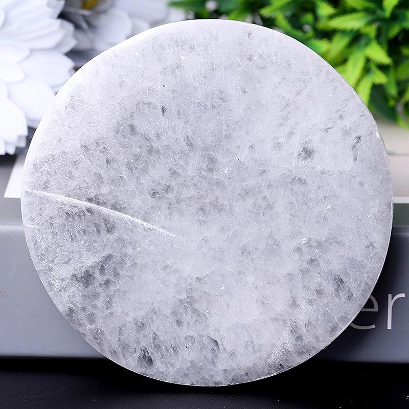 4" Selenite Plate with Print Bulk Best Crystal Wholesalers