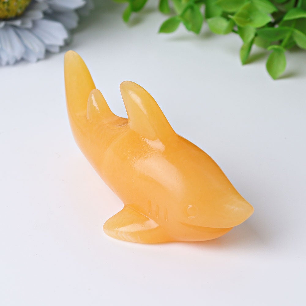 4" Honey Calcite Shark Crystal Carvings Animal Bulk Best Crystal Wholesalers