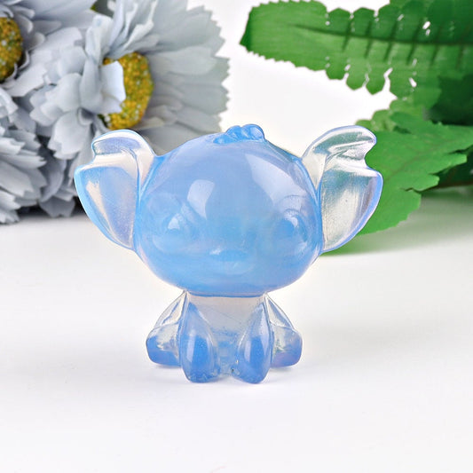 2" Blue Opalite Stitch Crystal Carving Best Crystal Wholesalers