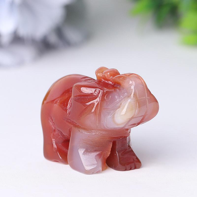 Carnelian Elephant Crystal Figurine 