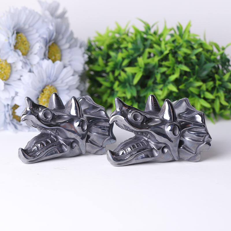 3.5" Hematite Dragon Head Crystal  Carvings Best Crystal Wholesalers