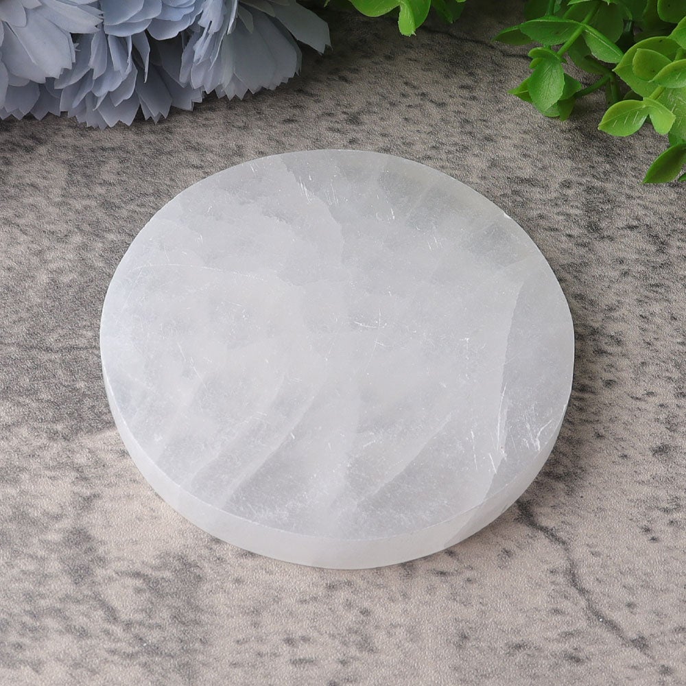 4" Selenite Coaster with Printing Best Crystal Wholesalers