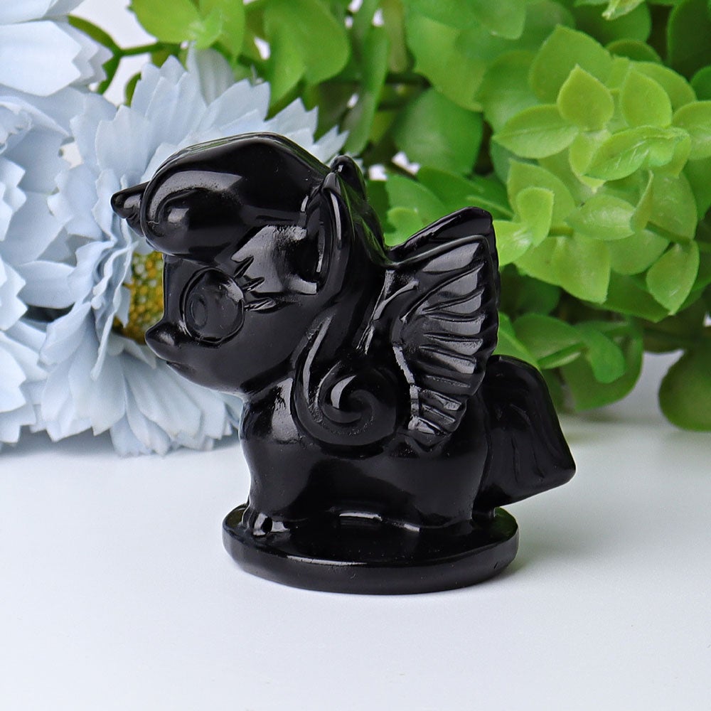 2.3" Black Obsidian Pinkie Pie Crystal Carvings Animal Bulk Best Crystal Wholesalers