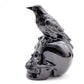 Black Obsidian Skull with Crow - Skull Carving, Obsidian Skull Best Crystal Wholesalers