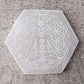 6" Hexagon Selenite Coaster with Printing Best Crystal Wholesalers