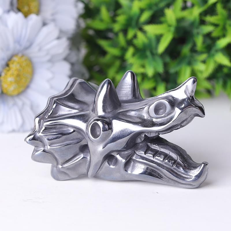 3.5" Hematite Dragon Head Crystal  Carvings Best Crystal Wholesalers