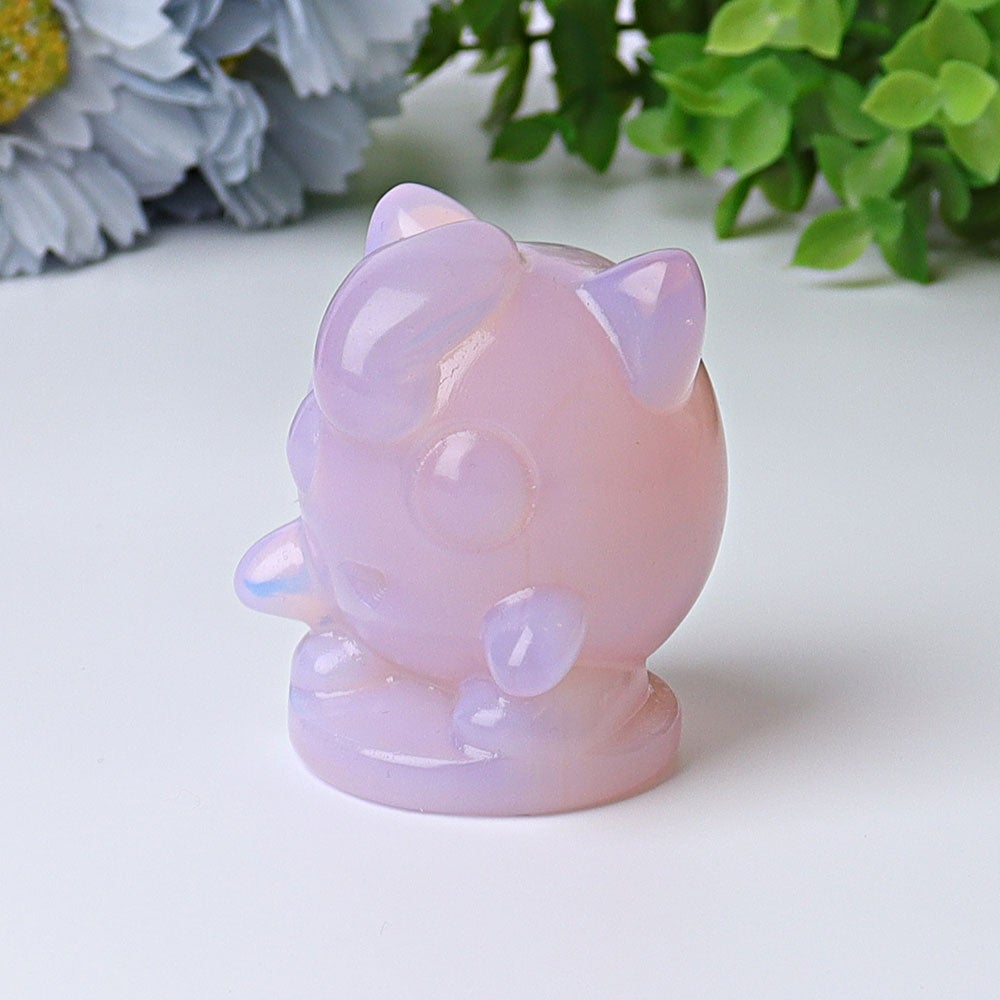 2.2" Pink Opalite Jiggly Puff Crystal Carvings Cartoon Bulk Best Crystal Wholesalers