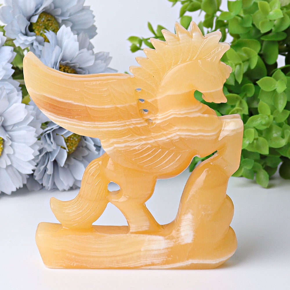4.8" Yellow Calcite Pegasus Crystal Carvings Free Form Animal Bulk Best Crystal Wholesalers