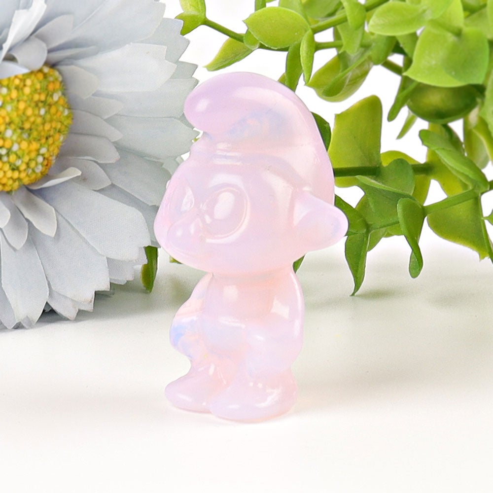 2" Pink Opalite Smurfs Crystal Carvings Cartoon BulkBest Crystal Wholesalers